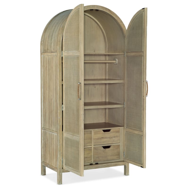 Hooker Furniture Surfrider 40" Wide Coastal Luxury Rattan Door Arched