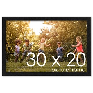 30x20 Traditional Black Complete Wood Picture Frame with UV Acrylic ...