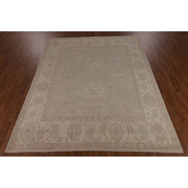 Earth Tone Vegetable Dye Oushak Area Rug Hand-Knotted Wool Carpet - 8'2"x 9'8"
