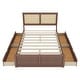 preview thumbnail 7 of 16, Queen Size Solid Pine Wood Platform Kids Bed Frame with 4-Drawers and Rattan Headboard for Bedroom, Easy to Assemble, Espresso