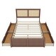 preview thumbnail 31 of 46, Rattan Platform Bed Frame with 4 Storage Drawers and Wooden Rattan Headboard for Kids, No Box Spring Needed