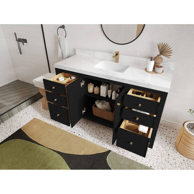 Willow Collections 60 in. W x 22 in. D Chicago Single Bowl Sink Bathroom Vanity with Countertop