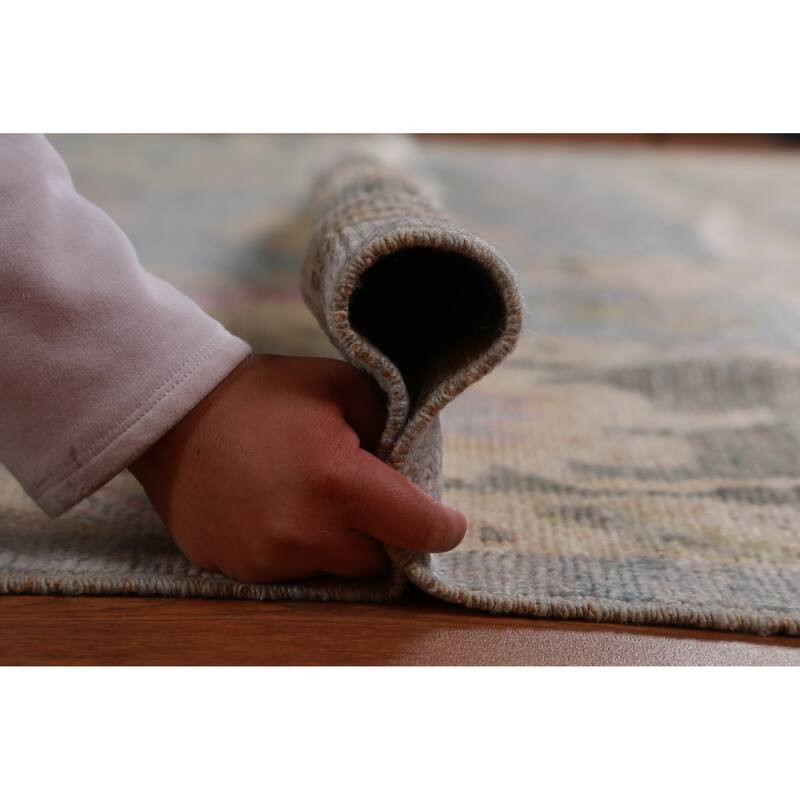 Hand Knotted Oriental 100% Wool Carpet Transitional All-Over Navy Blue & Blues Oushak Area Rug - 13' 7'' X 10' 0''