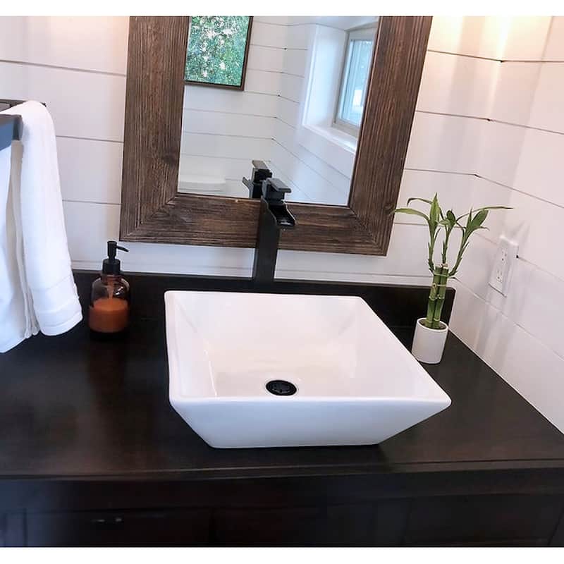 Highpoint Collection 16-inch White Bathroom Vessel Vanity Sink