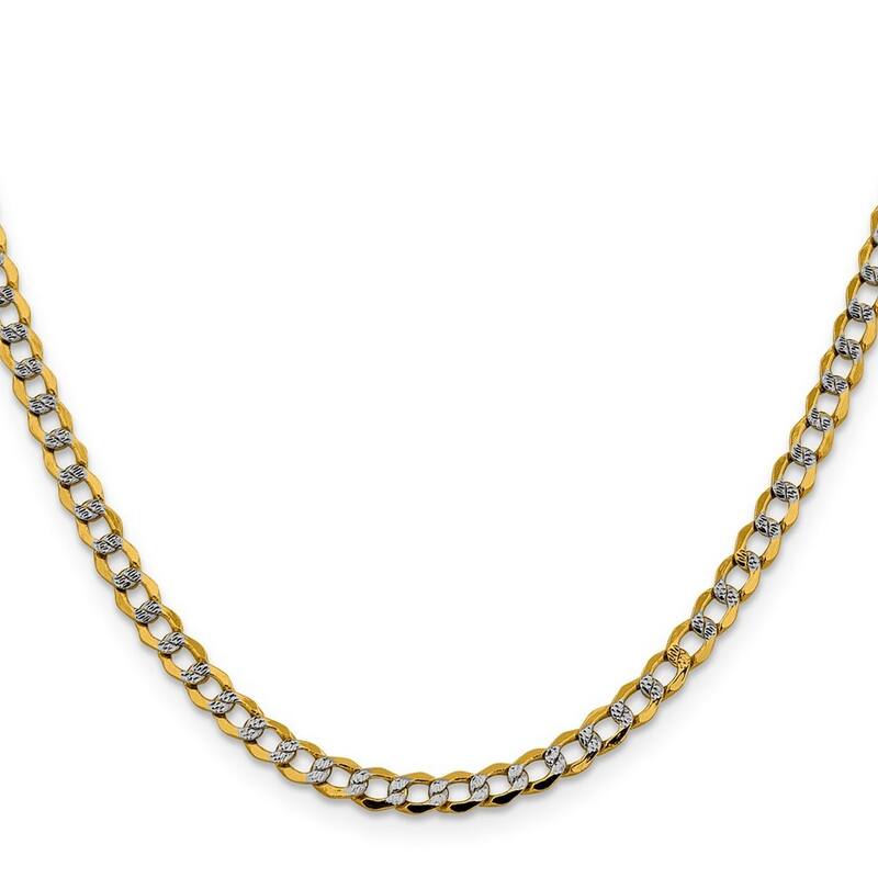 Curata 14k 4.3mm Semi solid Pave Curb Chain Bracelet 7 Inch