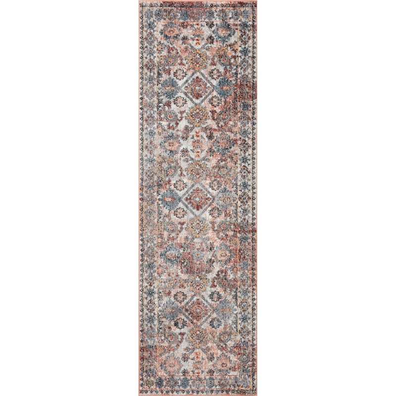 Alexander Home Penelope Distressed Botanical Oriental Area Rug - 2' 6" x 7' 9" - Runner