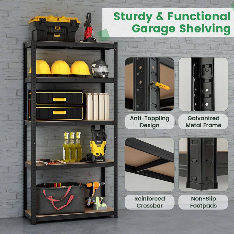 Costway 5 Tier Adjustable Garage Shelving Unit with 2000 lbs Max Load - See Details