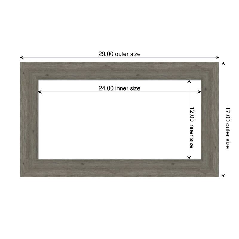 Amanti Art Fencepost Brown Narrow Framed Dry Erase Magnetic Board - 29 x 17 in - Fencepost Grey Narrow