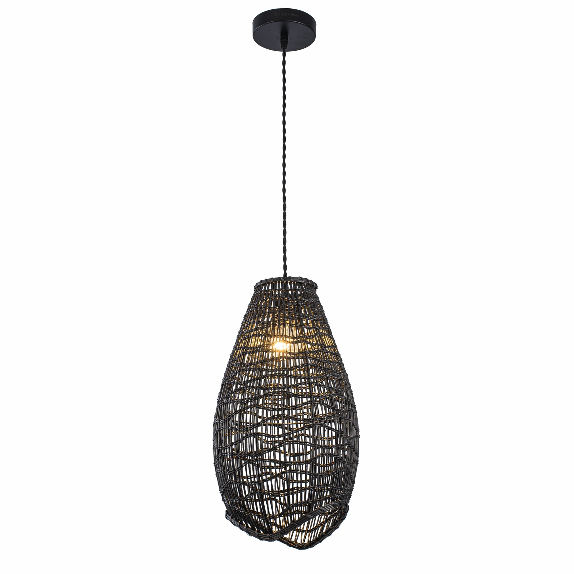 Kyoto 1-Light Rattan Pendant, Coastal Boho Japandi - Handwoven