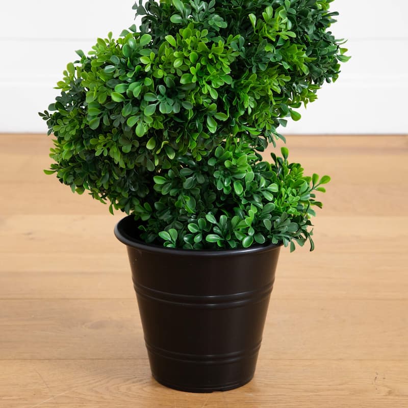 Spiral Boxwood Topiary Outdoor Artificial Potted Tree - 5'