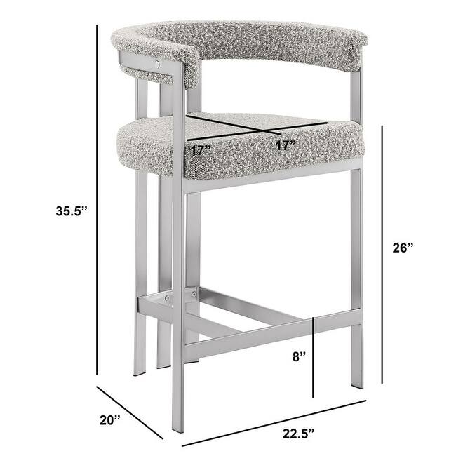 Best Quality Furniture Matte Brushed Chrome Counter Height Chairs (Set of 2) - N/A