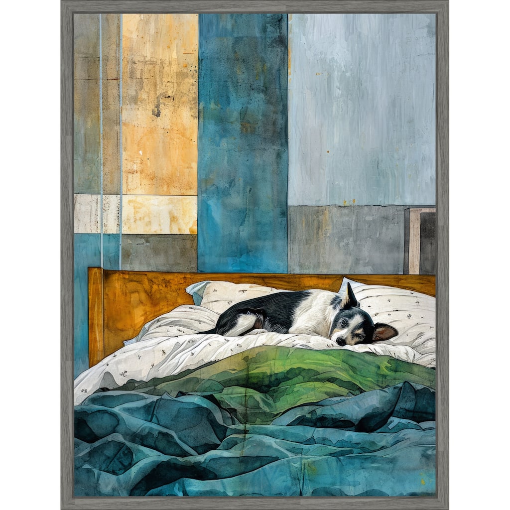 Dogs Life Pillows by Justyna Jaszke Framed Canvas Wall Art