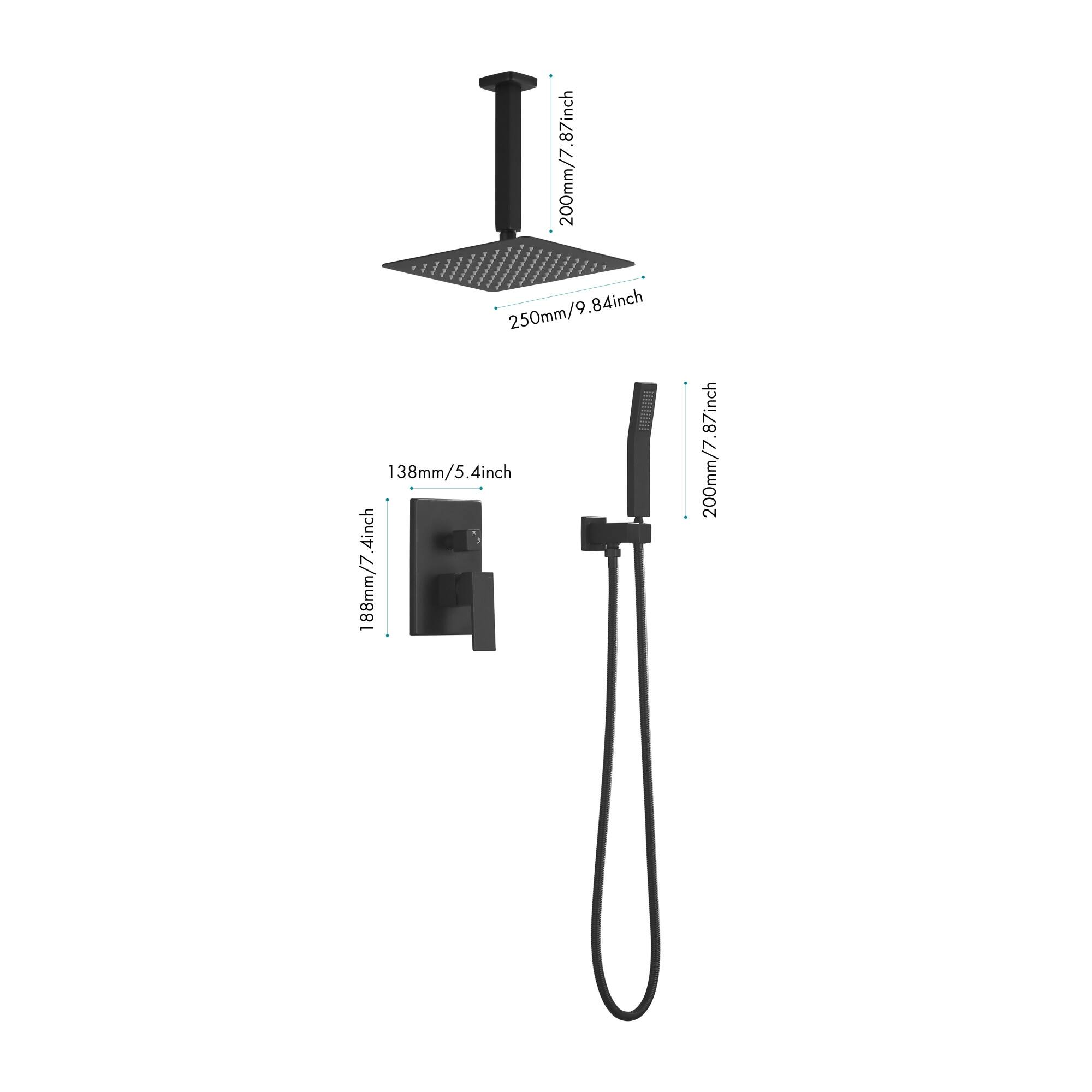 10 Inches Matte Black Shower Set System Bathroom Shower Head Faucet
