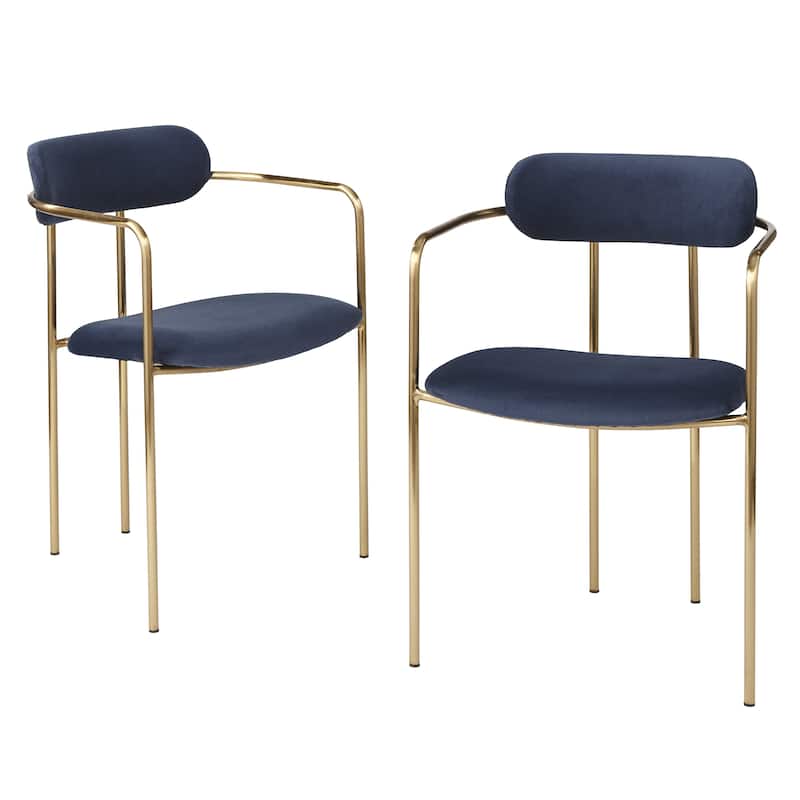 Simple Living Retro Velvet Dining Arm Chair (Set of 2) - Navy