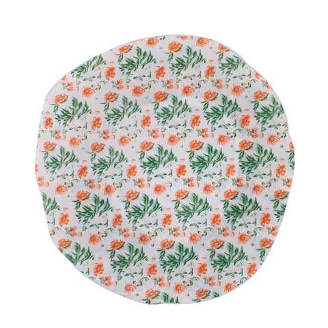 Bathroom Flower Leaf Pattern Elastic Band Water Resistant Shower Cap Bath Hat - White, Green, Beige