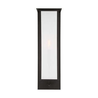 Generation Lighting Dresden casual 1-light indoor dimmable wall large sconce with white linen fabric shades - Aged Iron