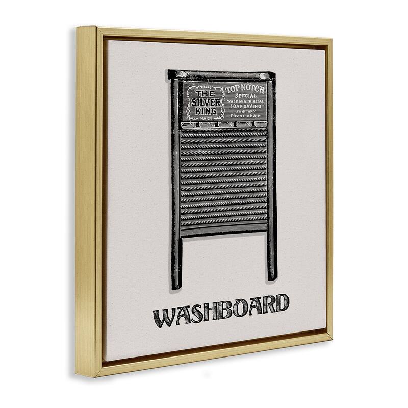 Stupell Timeless Antique Washboard Framed Floater Canvas Wall Art Design By Val Rhodes