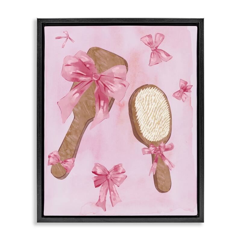 Stupell Lovely Pink Hairbrushes Framed Floater Canvas Wall Art Design By Ziwei Li - 25 x 31 - Black