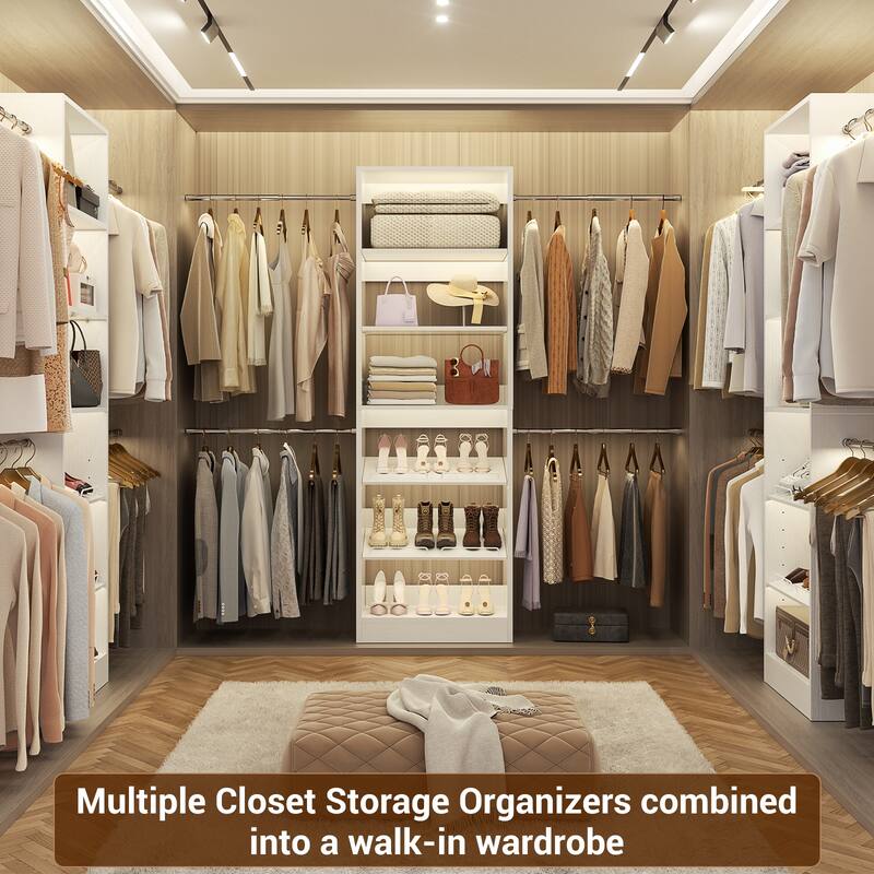 Cimly Closet Oragnizer System with Adjustable Hanging Rods, Shoe Rack, and Storage Shelves