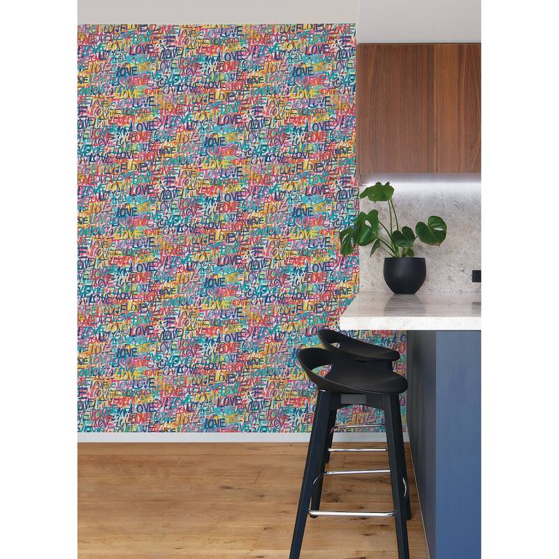 Indio Multicolor Love Scribble Wallpaper