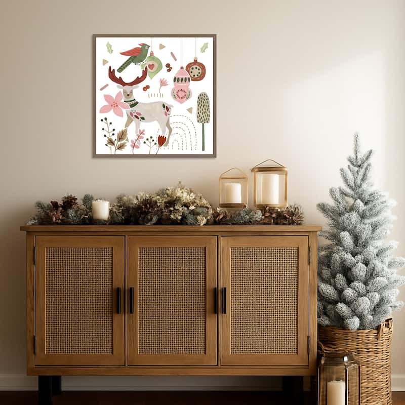 Reindeer Wishes V by Melissa Wang (22 x 22 in.), Framed Canvas Wall Art Print - Sylvie Dark Gold