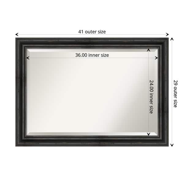 dimension image slide 0 of 5, Beveled Wood Bathroom Wall Mirror - Rustic Pine Black Frame
