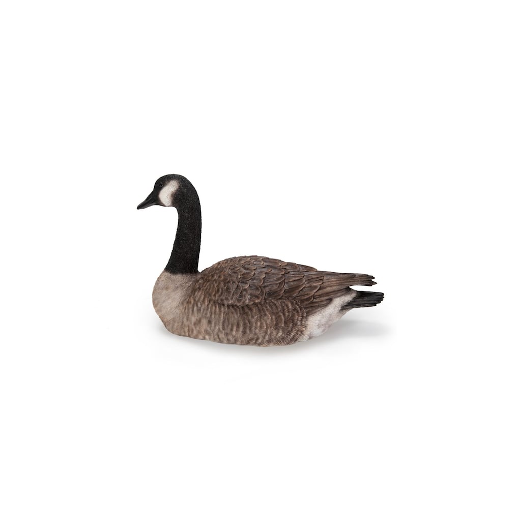 18" Brown and Black Sitting Canadian Goose Outdoor Garden Statue