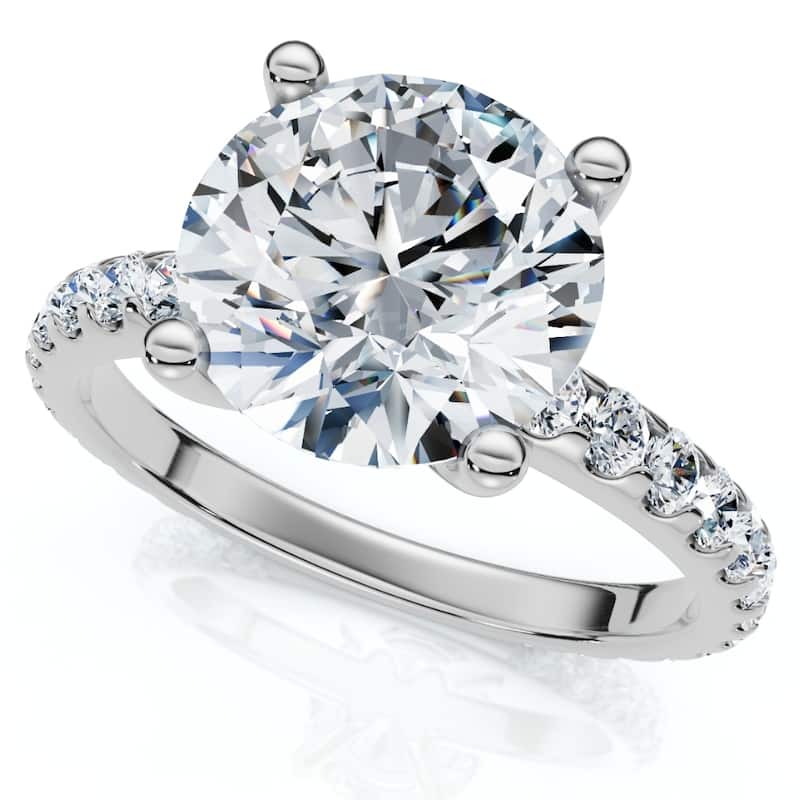 Certified 3.40Ct Round Cut Diamond Engagement Ring Gold Lab Grown