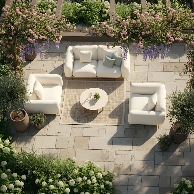 Studio London 4 Piece Outdoor Garden Sofa Set Aluminium Wood Effect - Beige