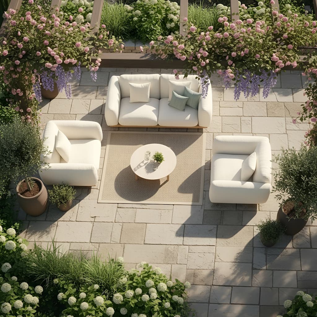 Studio London 4 Piece Outdoor Garden Sofa Set Aluminium Wood Effect