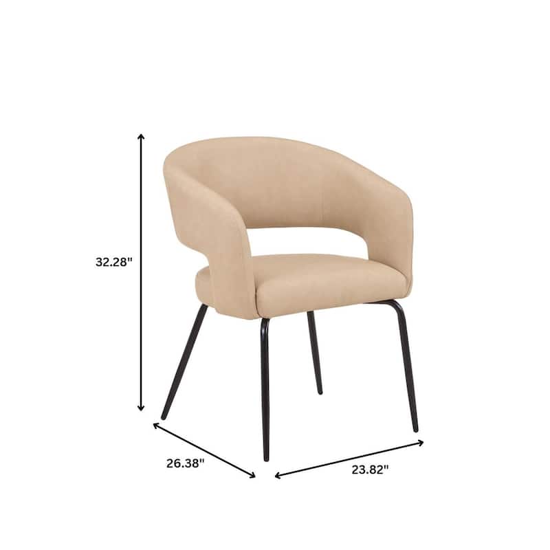 Open Back Dining Chair Upholstered in Leather or Velvet with Iron Legs