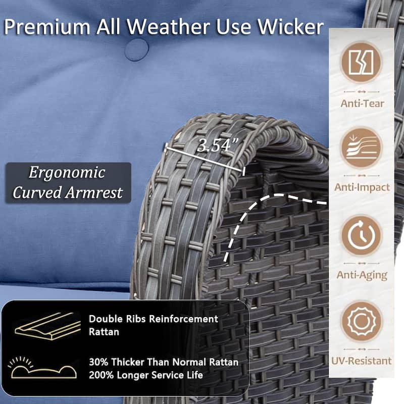 6-piece Rattan Wicker Patio Furniture Outdoor Swivel Rocker chairs Set
