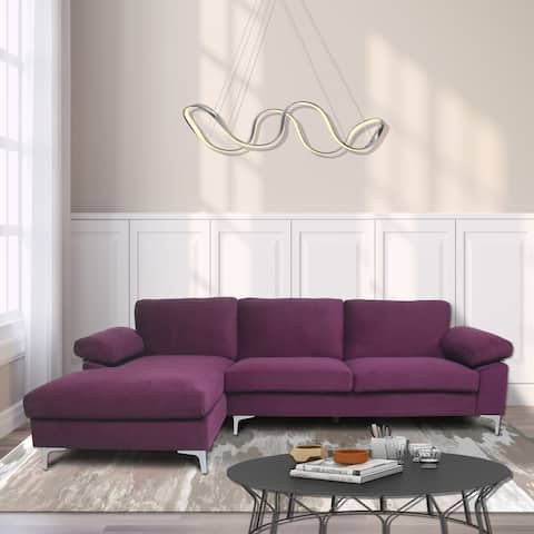 L-Shape Modern Velvet Left Hand Facing Sectional Sofa with Solid wood Frame, Cushion Back and 2 Pillow Arms