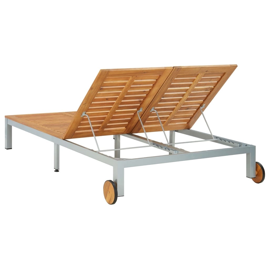 Wooden double best sale sun lounger