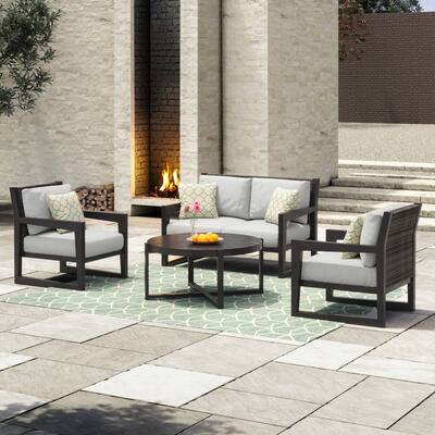 Corvus Augusta 4-piece Outdoor Conversation Set with Sunbrella Pillows