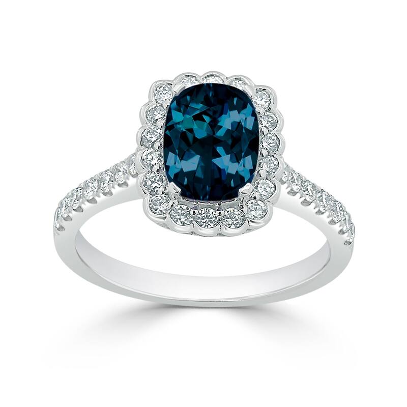 Auriya Vintage 1 1/3ct Cushion-cut London Blue Topaz Halo Diamond Engagement Ring 1/2ctw 14k Gold