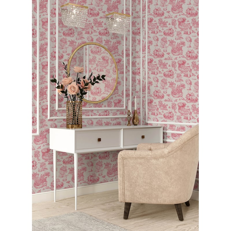 Rachel Antonoff Pink The Chase Peel Stick Wallpaper