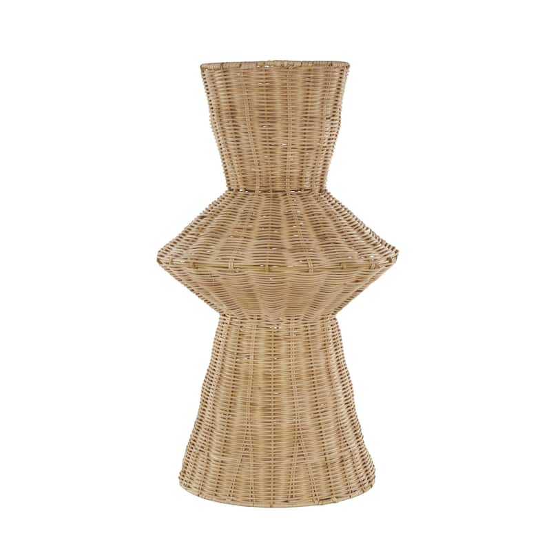 Rattan Handmade Woven Tapered Fluted Decorative Vase - Brown - Roche River Decor