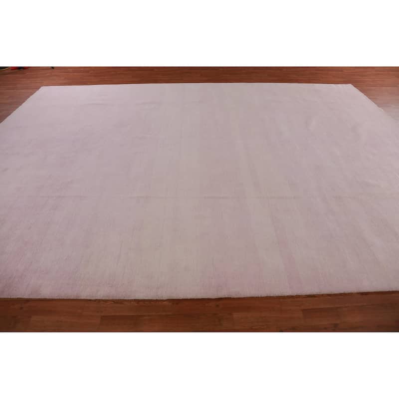Hand Knotted Oriental 100% Wool Carpet Modern Solid Purples Gabbeh Area Rug - 14' 0'' X 10' 2''