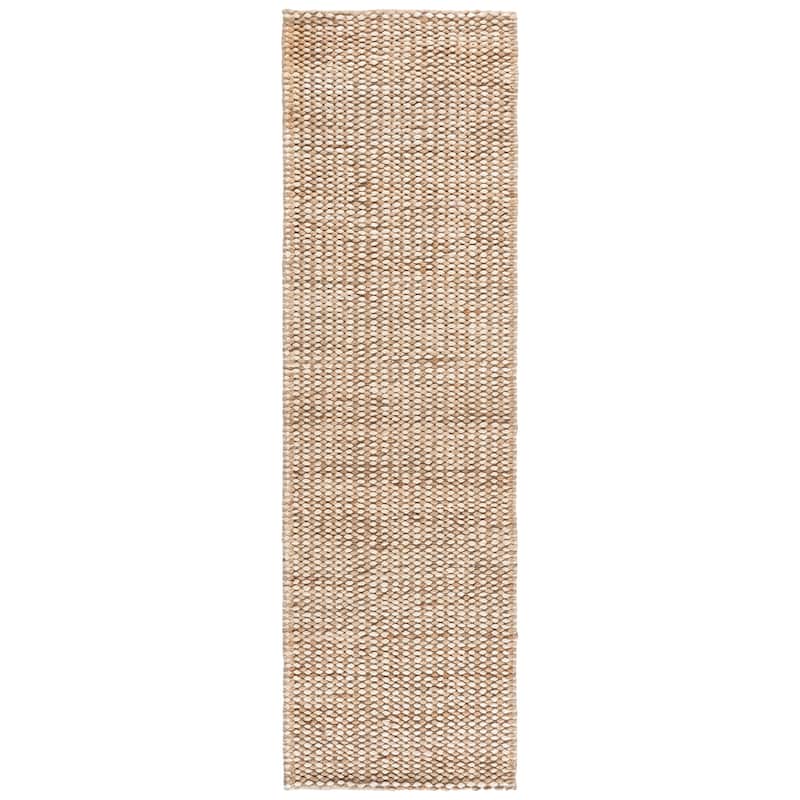 SAFAVIEH Handmade Natural Fiber Couture Seka Jute & Cotton Rug - 2'3" x 8' Runner - Natural/Ivory