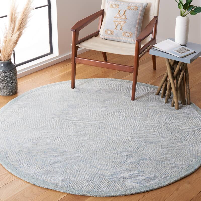 SAFAVIEH Handmade Soho Jalisa Modern Wool Rug - 6' Round - Blue/Grey