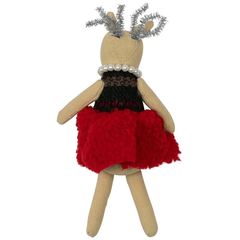 Sitting Reindeer Girl in Dress Christmas Figure - 5.5"
