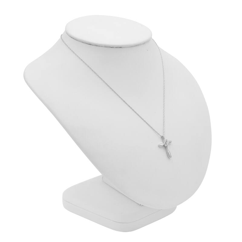 Amanda Rose CollectionThree Stone Diamond Cross Pendant Necklace set in Sterling Silver on an 18 inch sterling silver chain