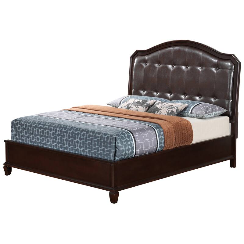 Queen Size Particle Board Transitional Platform Bed with Sturdy Construction - Beige