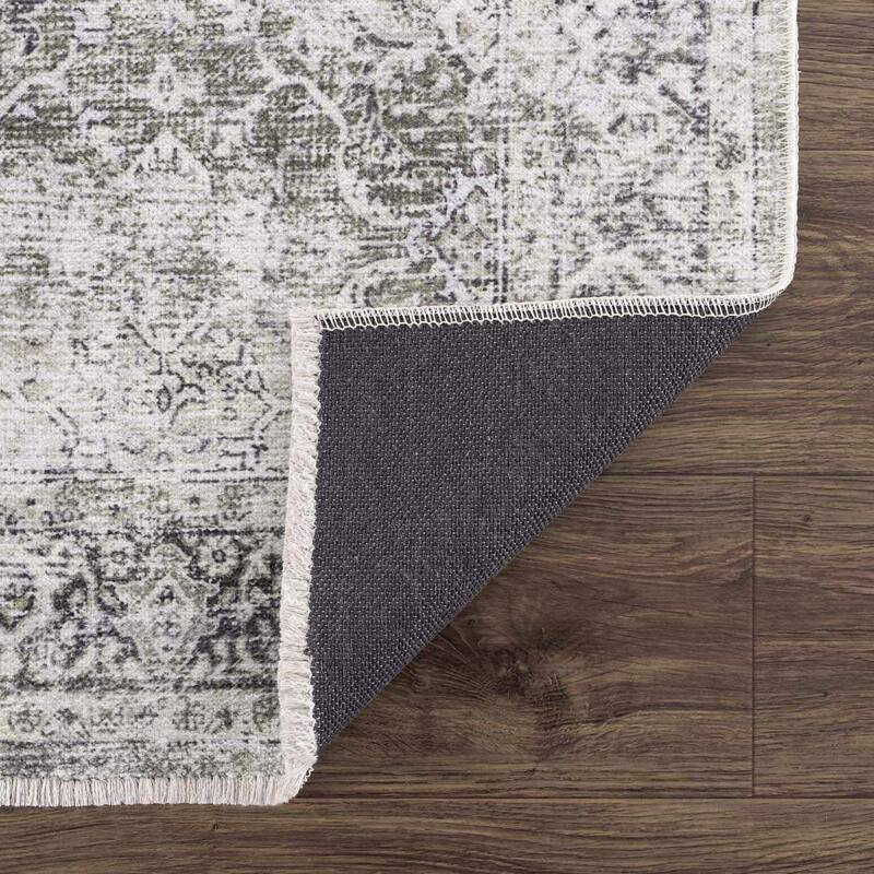 Hauteloom Arista Living Room, Bedroom Machine Washable Area Rug - Traditional - Gray - 5' x 7'6"