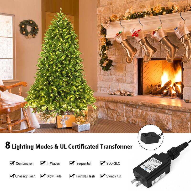 5 Feet Artificial Fir Christmas Tree with LED Lights and 600 Branch Tips