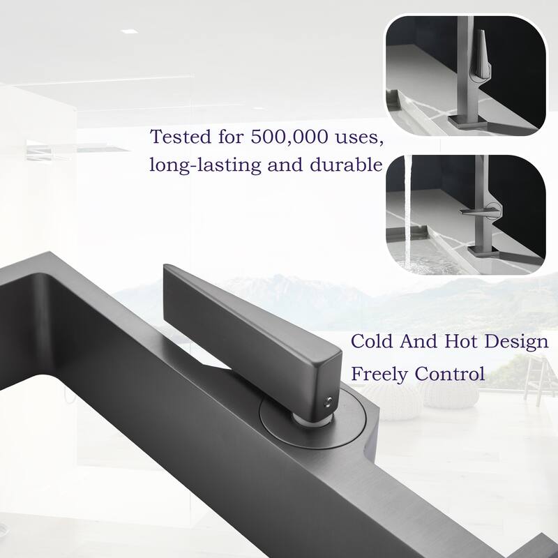 Deck Mounted Right-angle Bathroom Faucet Single Hole with Single Handle, Black/Gold/Grey