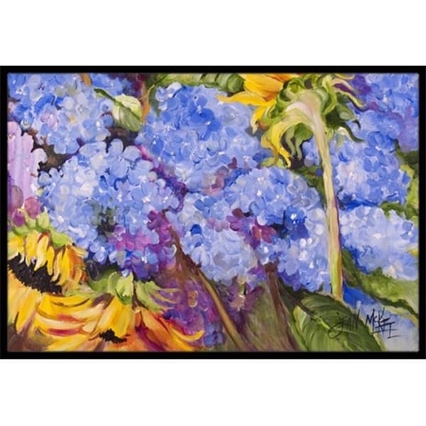 Carolines Treasures JMK1119JMAT Hydrangeas And Sunflowers Indoor & Outdoor Mat 24 x 36 in.