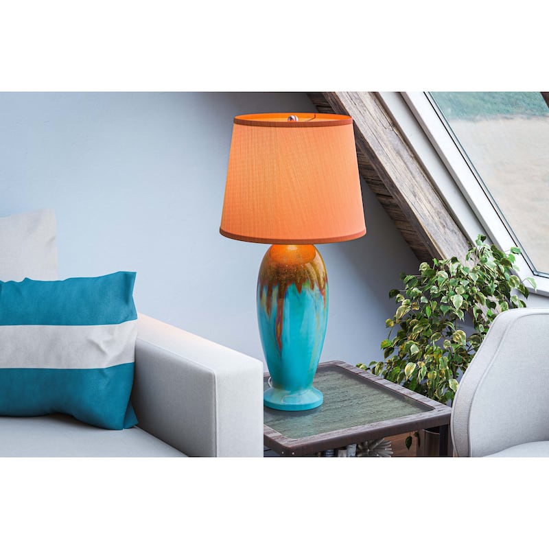 Kenroy Home Tucson Ceramic Table Lamp - Teal