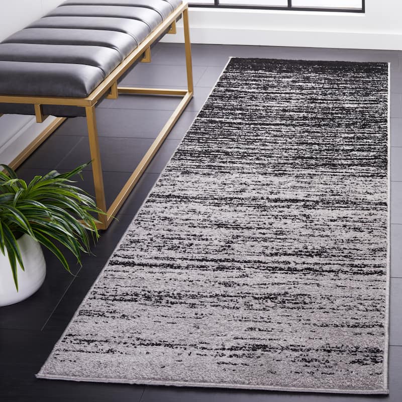 SAFAVIEH Adirondack Mieko Modern Ombre Distressed Area Rug - 2'6" x 22' Runner - Silver/Black